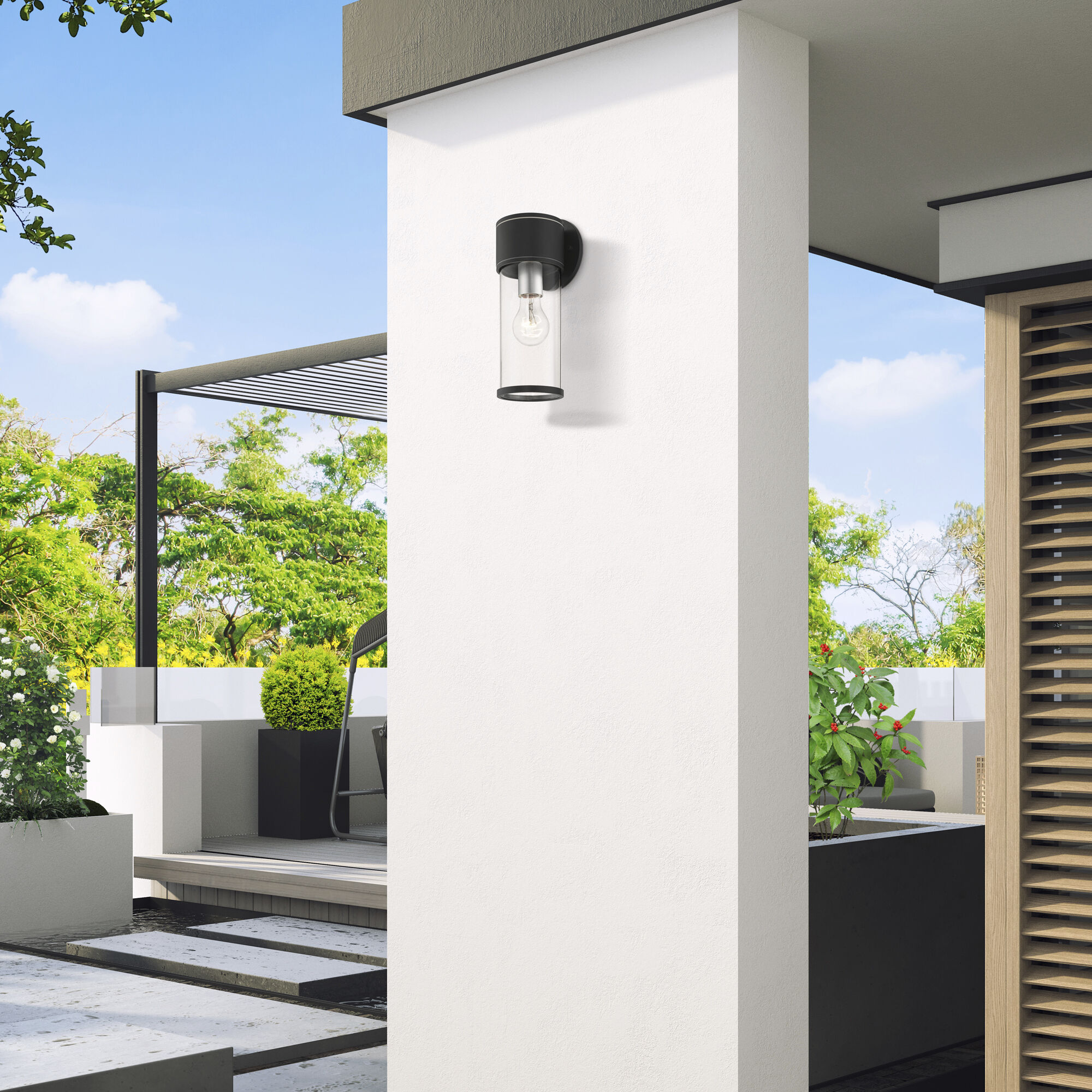 Atlantic 1 Light 4.5 inch Textured Black with Antique Silver Finish Accents Outdoor Medium Wall Lantern Wall Light