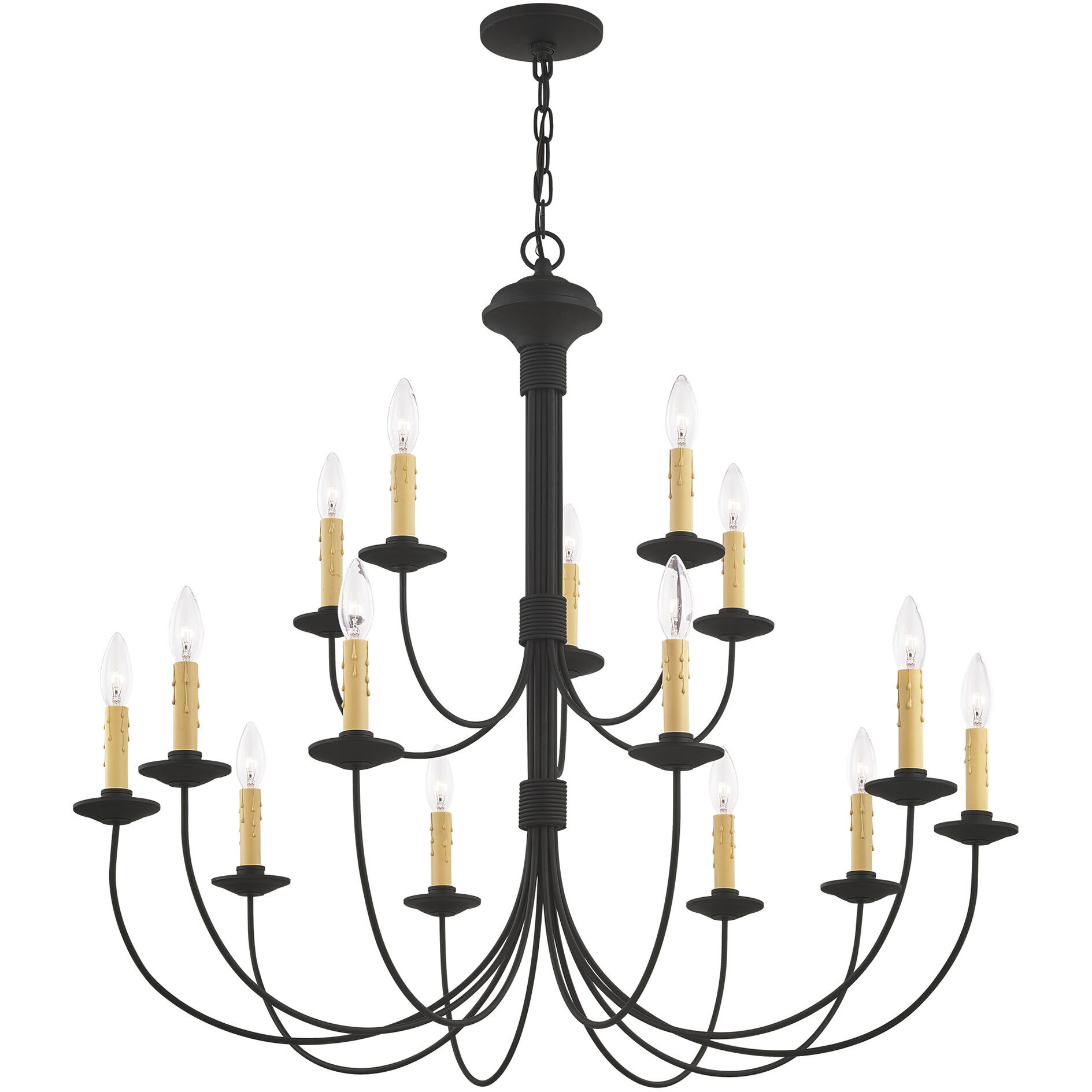 Heritage 15 Light 36 inch Black Chandelier Ceiling Light