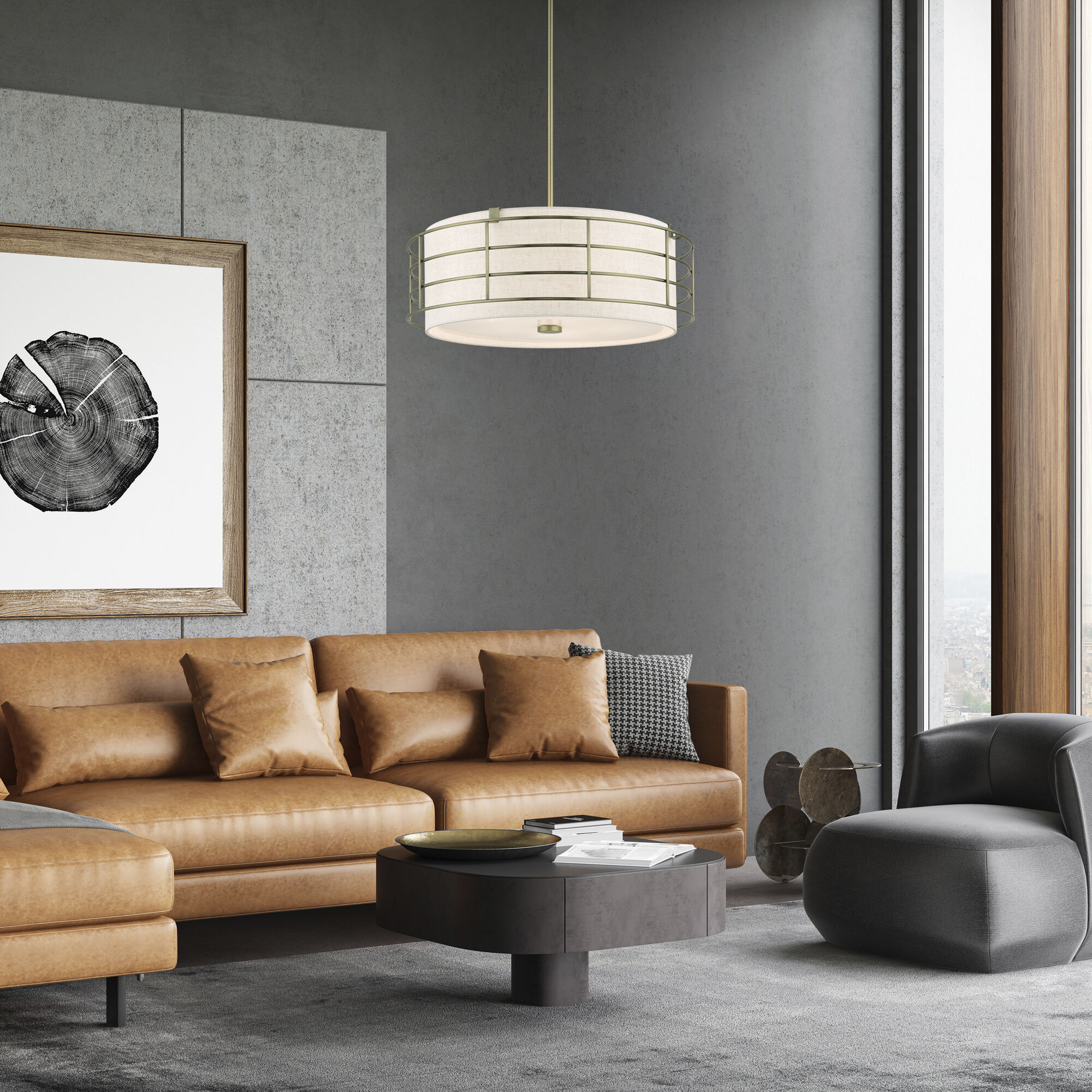 Blanchard 5 Light 23 inch Antique Brass Pendant Chandelier Ceiling Light