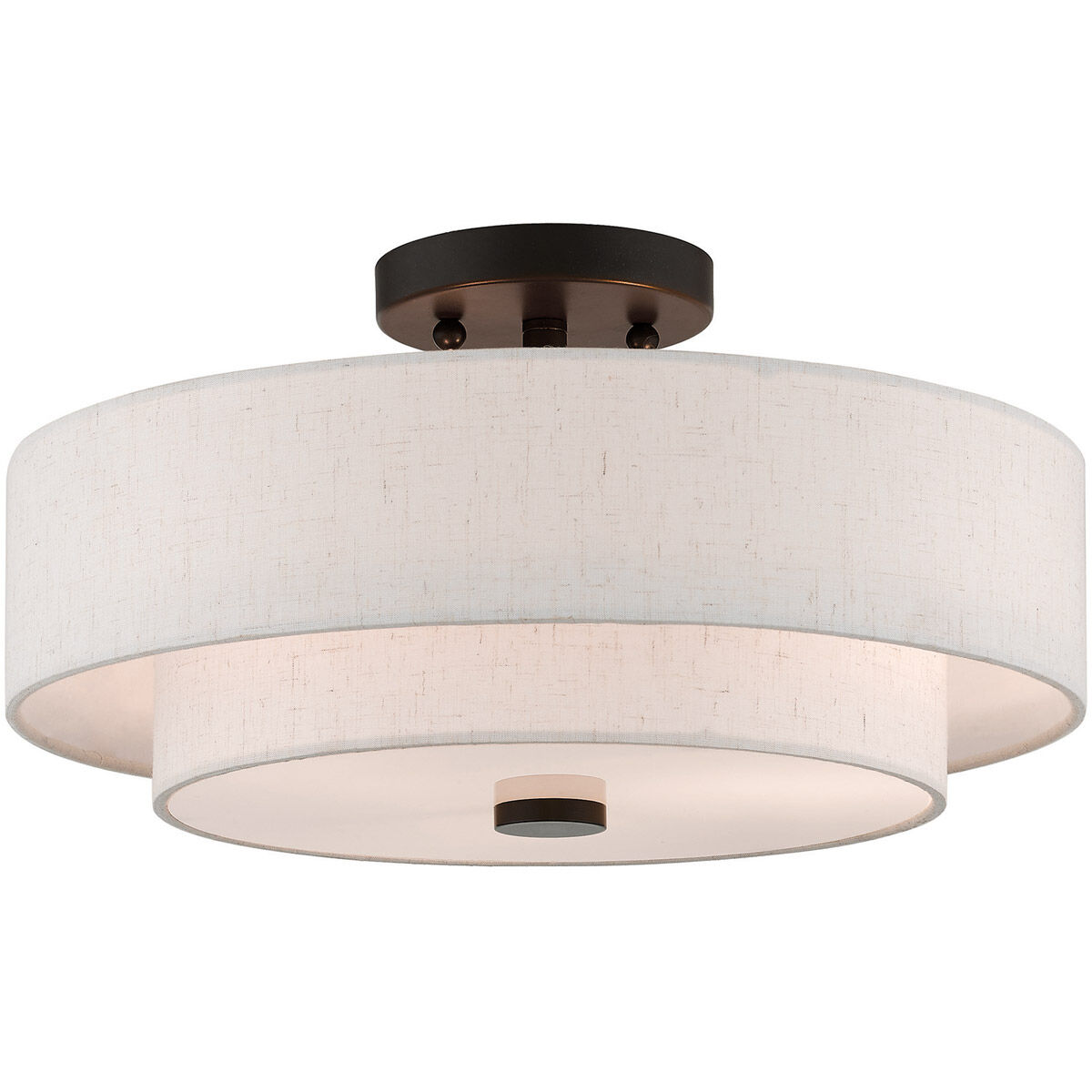 Claremont 3 Light 15 inch English Bronze Semi-Flush Mount Ceiling Light
