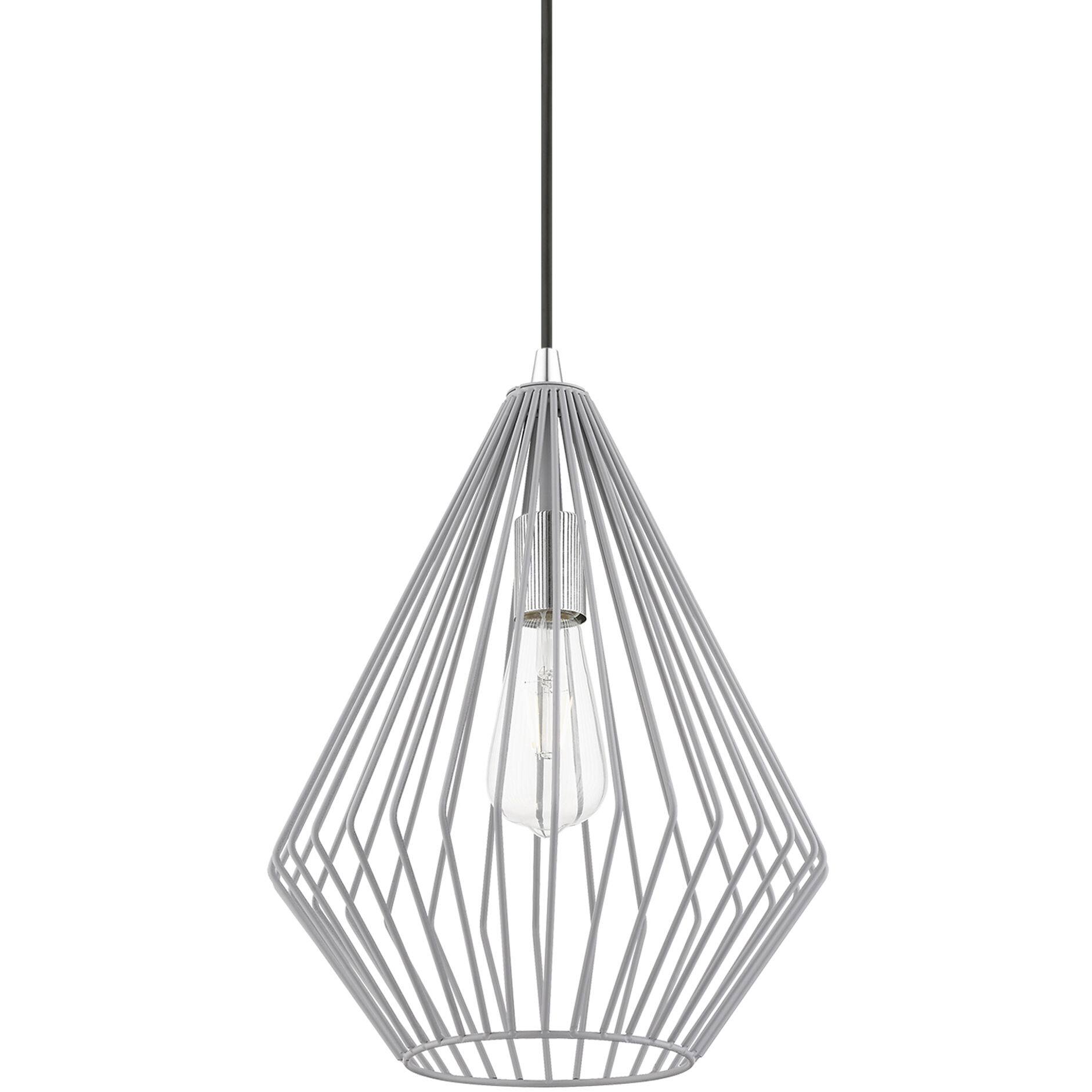 Linz 1 Light 11.5 inch Nordic Gray with Polished Chrome Accents Pendant Ceiling Light