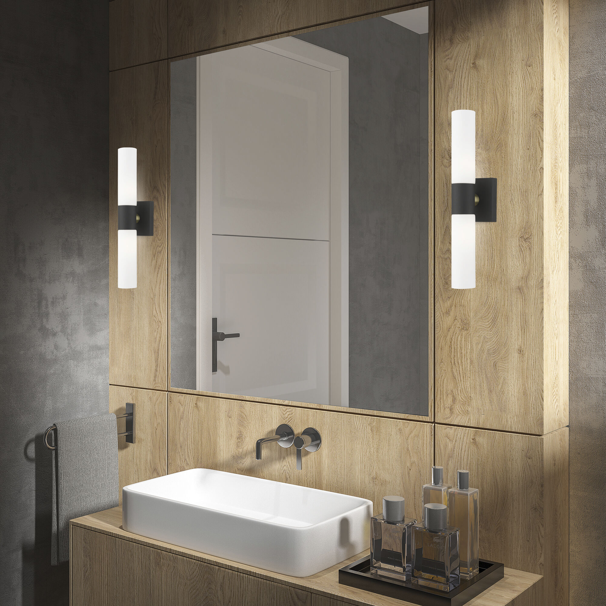 Aero 2 Light 5 inch Textured Black with Antique Brass Accent ADA ADA Wall Sconce Wall Light