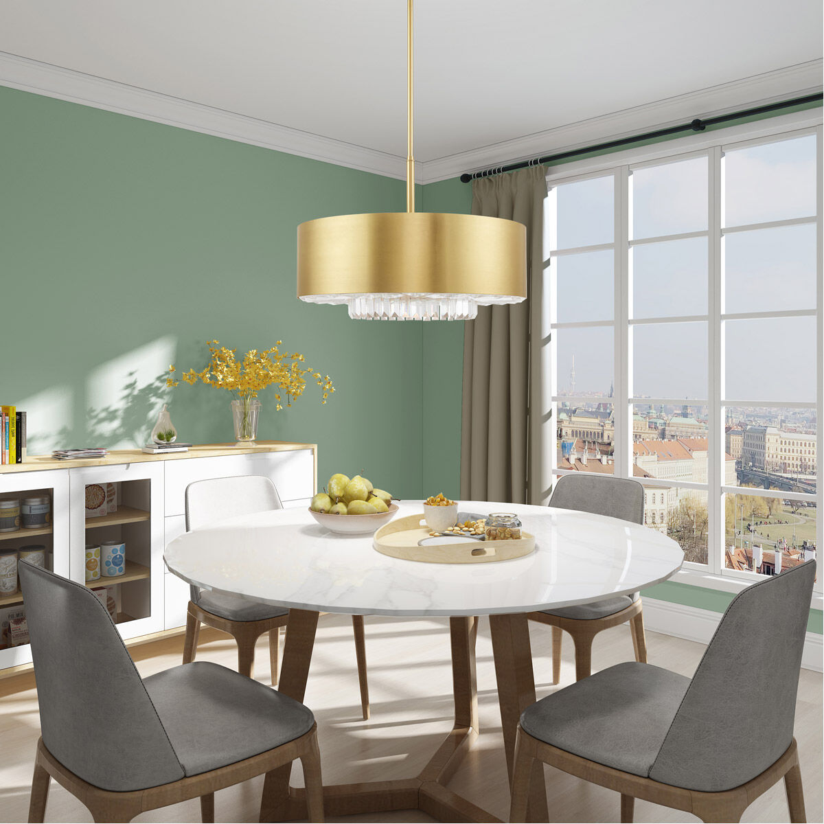 Madison 6 Light 24 inch Satin Brass Pendant Chandelier Ceiling Light