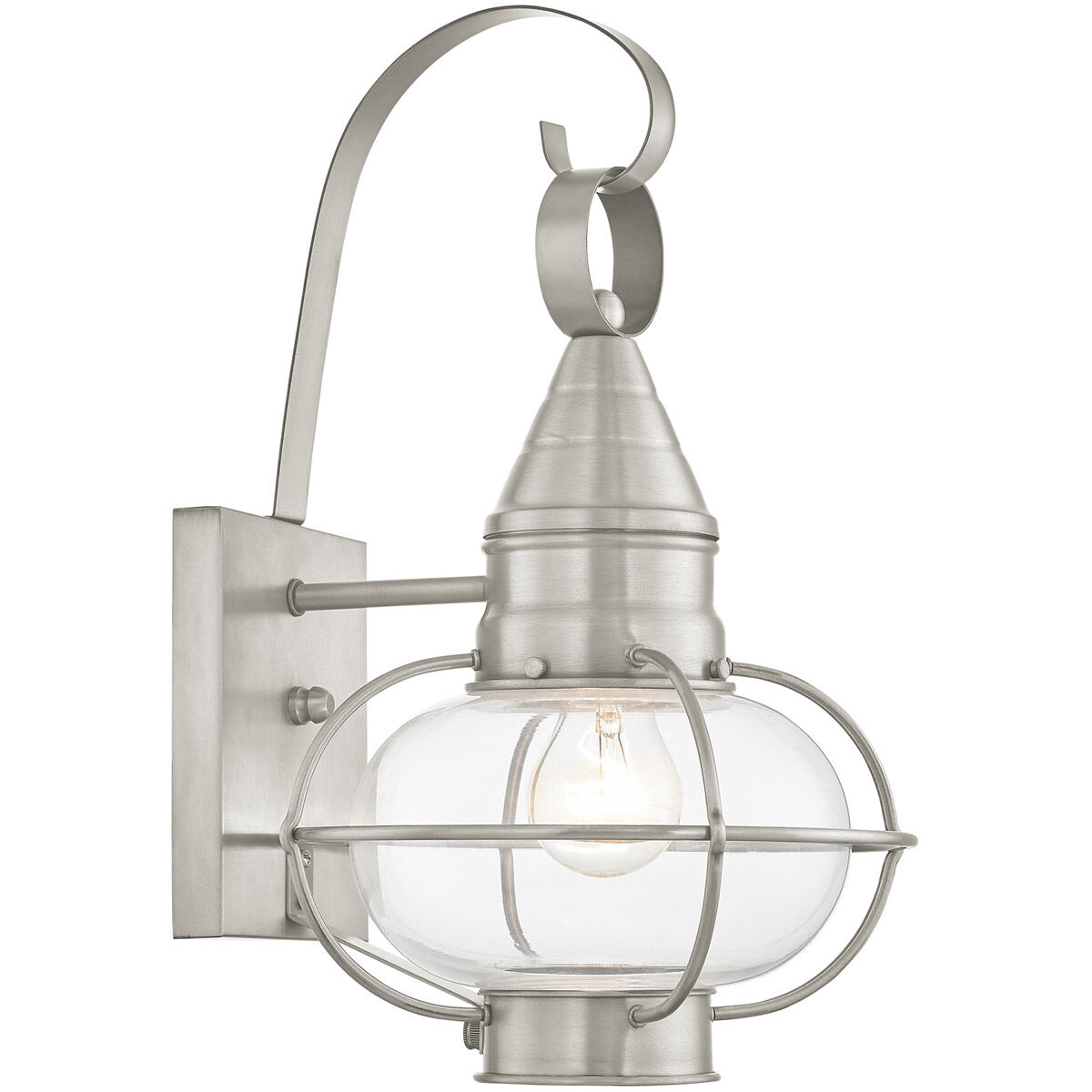 Newburyport 1 Light 14.75 inch Brushed Nickel Outdoor Wall Lantern