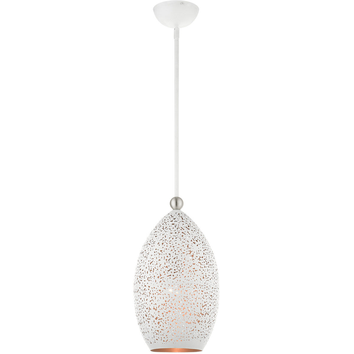 Charlton 1 Light 9 inch White with Brushed Nickel Accents Pendant Ceiling Light