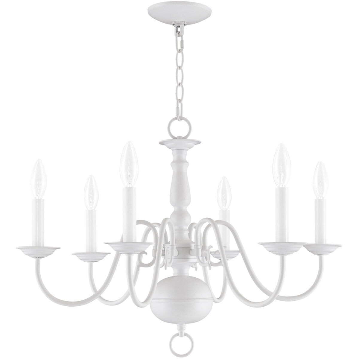 Williamsburgh 6 Light 24 inch White Chandelier Ceiling Light