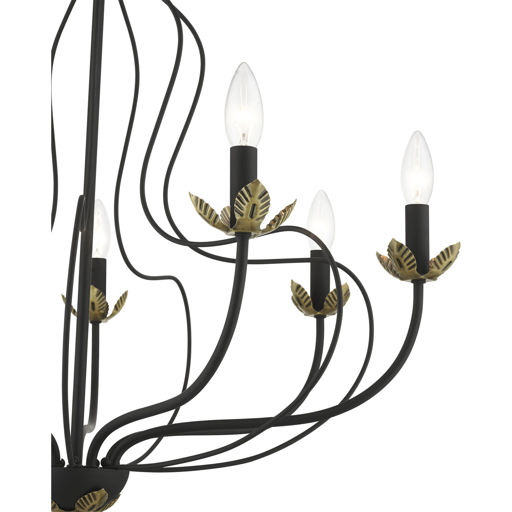 Katarina 7 Light 28 inch Black with Antique Brass Accents Chandelier Ceiling Light