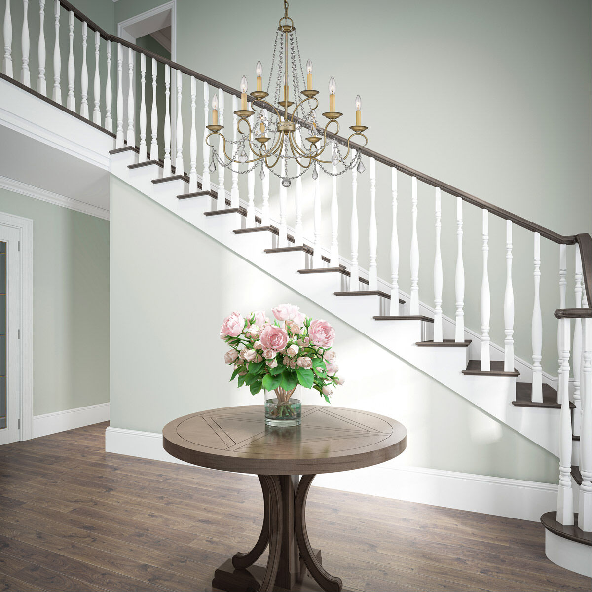 Pennington 9 Light 28 inch Hand Painted Antique Silver Leaf Chandelier Ceiling Light