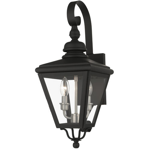 Adams 2 Light 21.5 inch Black with Brushed Nickel Finish Cluster Outdoor Wall Lantern in Black with Brushed Nickel Accent, Medium