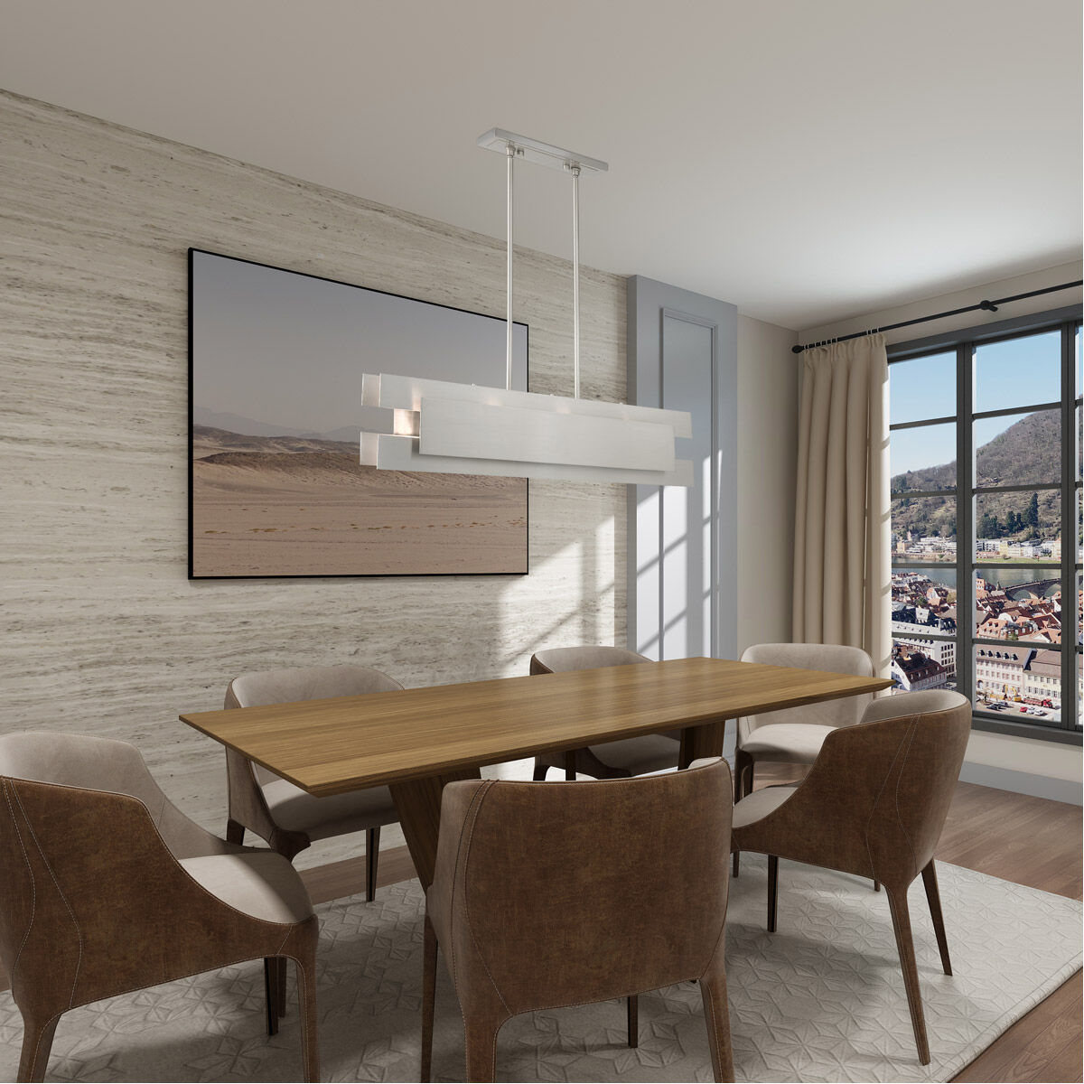 Varick 4 Light 36 inch Brushed Nickel Linear Chandelier Ceiling Light