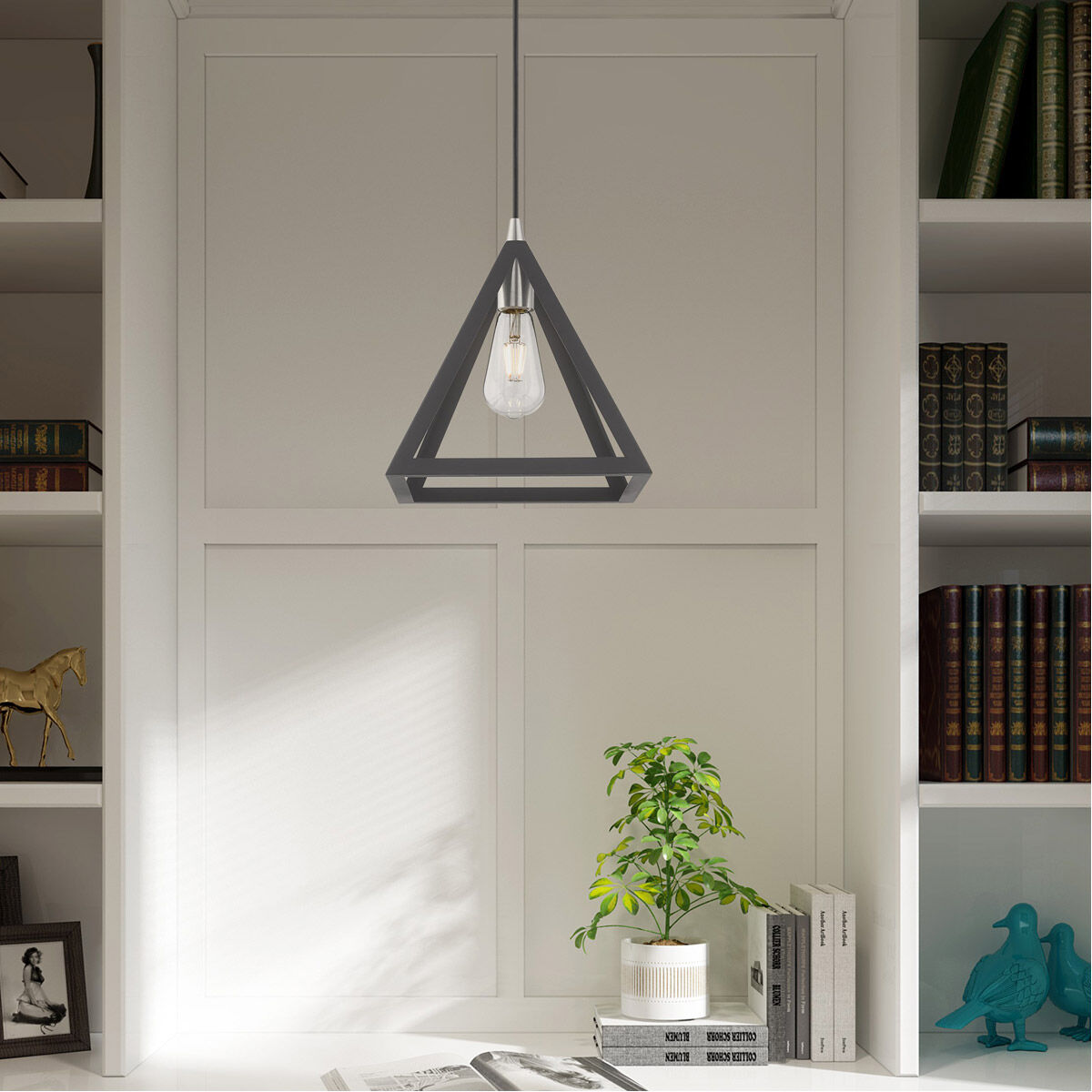 Geometric 1 Light 13.88 inch Scandinavian Gray Mini Pendant Ceiling Light
