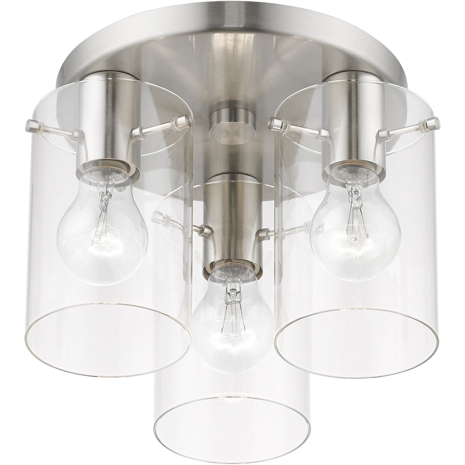 Munich 3 Light 11 inch Brushed Nickel Flush Mount Ceiling Light