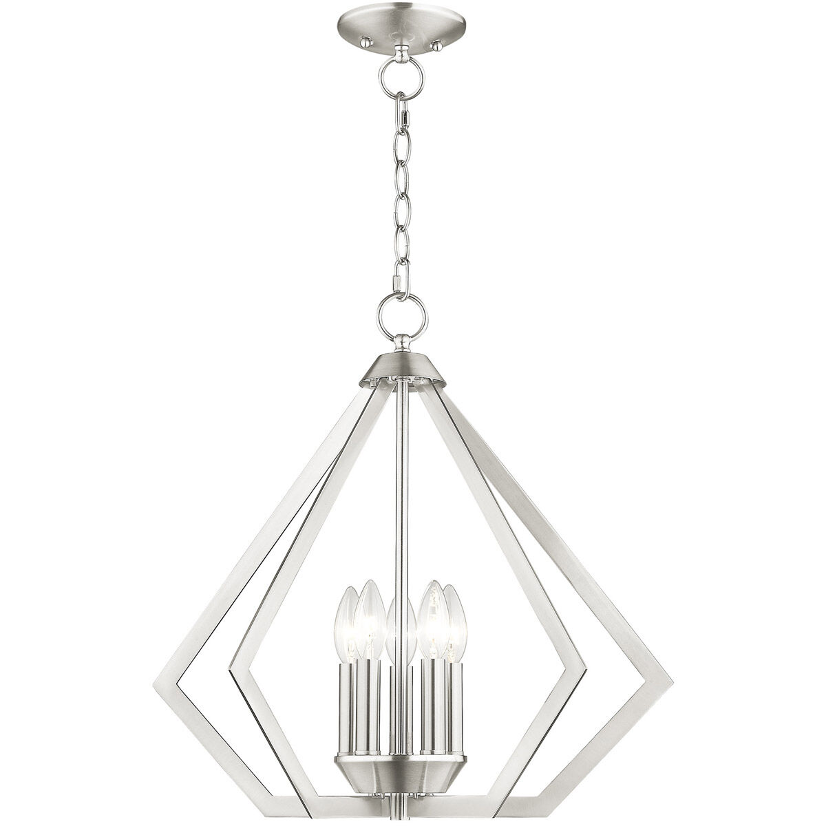 Prism 5 Light 20 inch Brushed Nickel Chandelier Ceiling Light