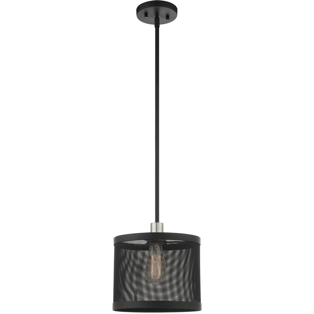 Industro 1 Light 10 inch Black with Brushed Nickel Accents Pendant Ceiling Light