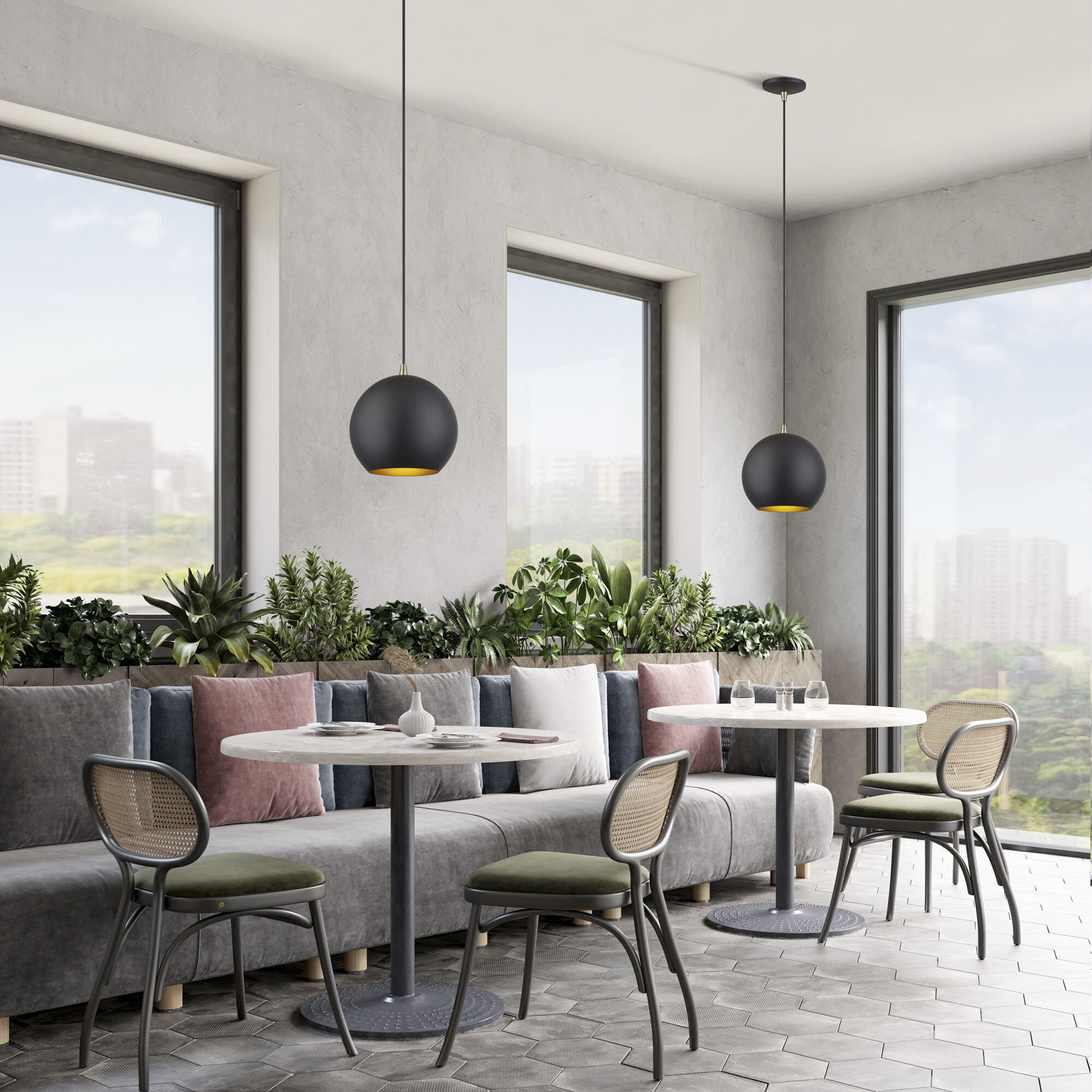 Kuppola 9.25 inch Bronze with Antique Brass Accents Pendant Ceiling Light, Globe