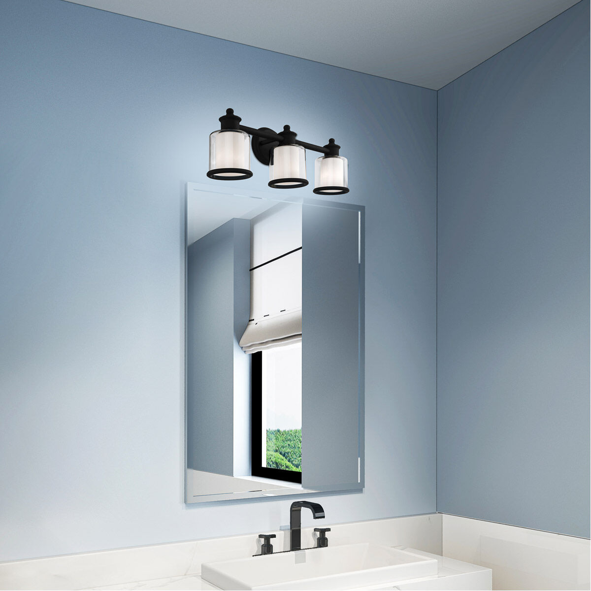 Middlebush 3 Light 24 inch Black Vanity Sconce Wall Light