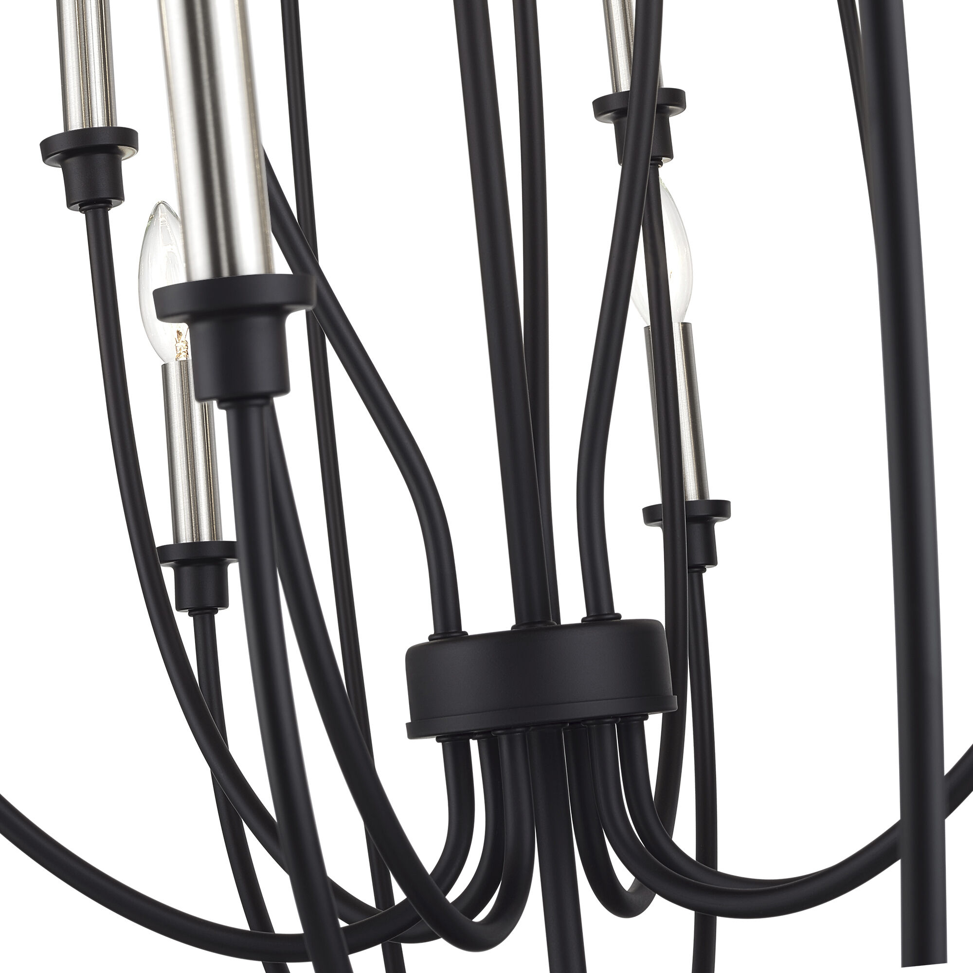Milania 19 Light 48 inch Black with Brushed Nickel Accents Foyer Chandelier Ceiling Light