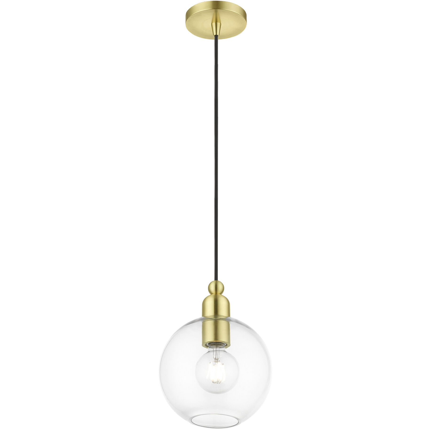 Downtown 1 Light 8 inch Satin Brass Pendant Ceiling Light, Sphere