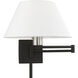 Allison 13 inch 100.00 watt Black with Brushed Nickel Accent Swing Arm Wall Lamp Wall Light