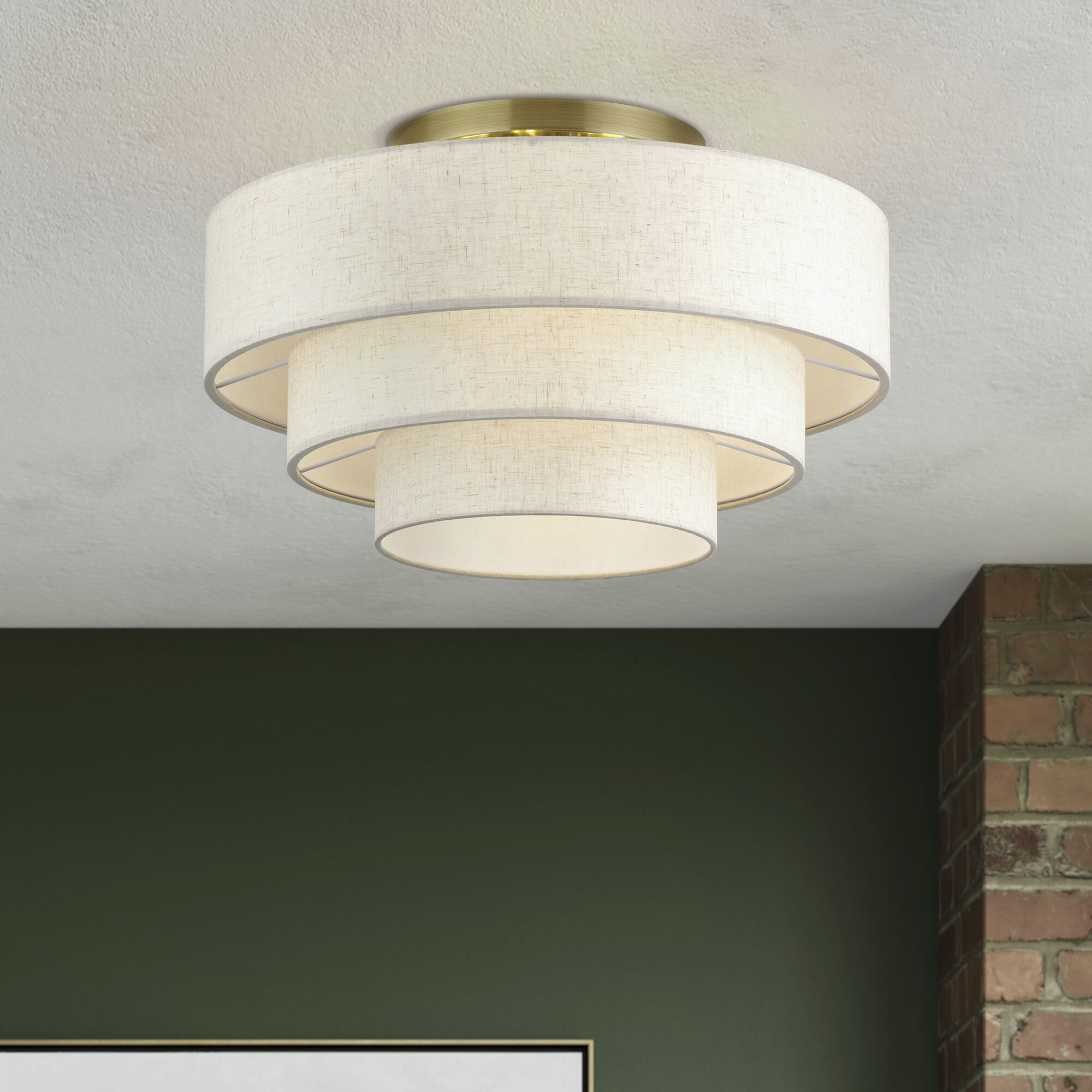 Manorwood 4 Light 21 inch Antique Brass Semi Flush Mount Ceiling Light, Extra Large