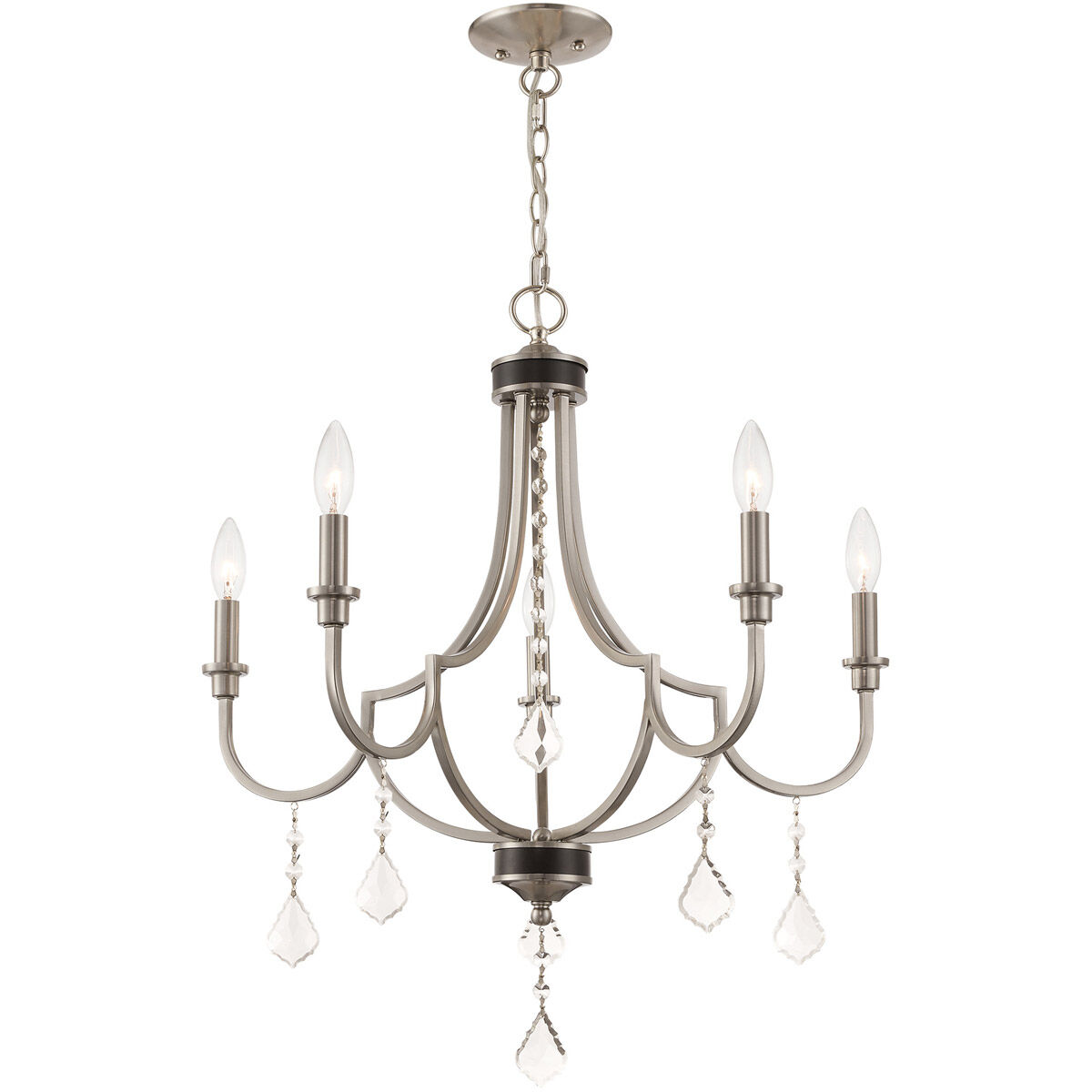 Glendale 5 Light 25 inch Brushed Nickel Chandelier Ceiling Light