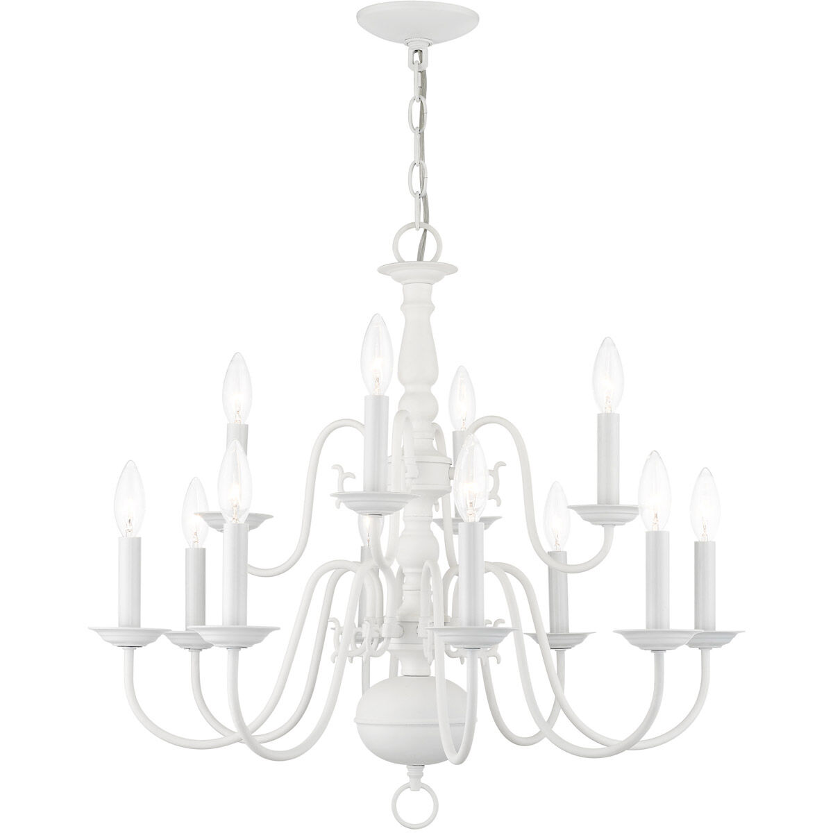 Williamsburg 12 Light 26 inch White Chandelier Ceiling Light