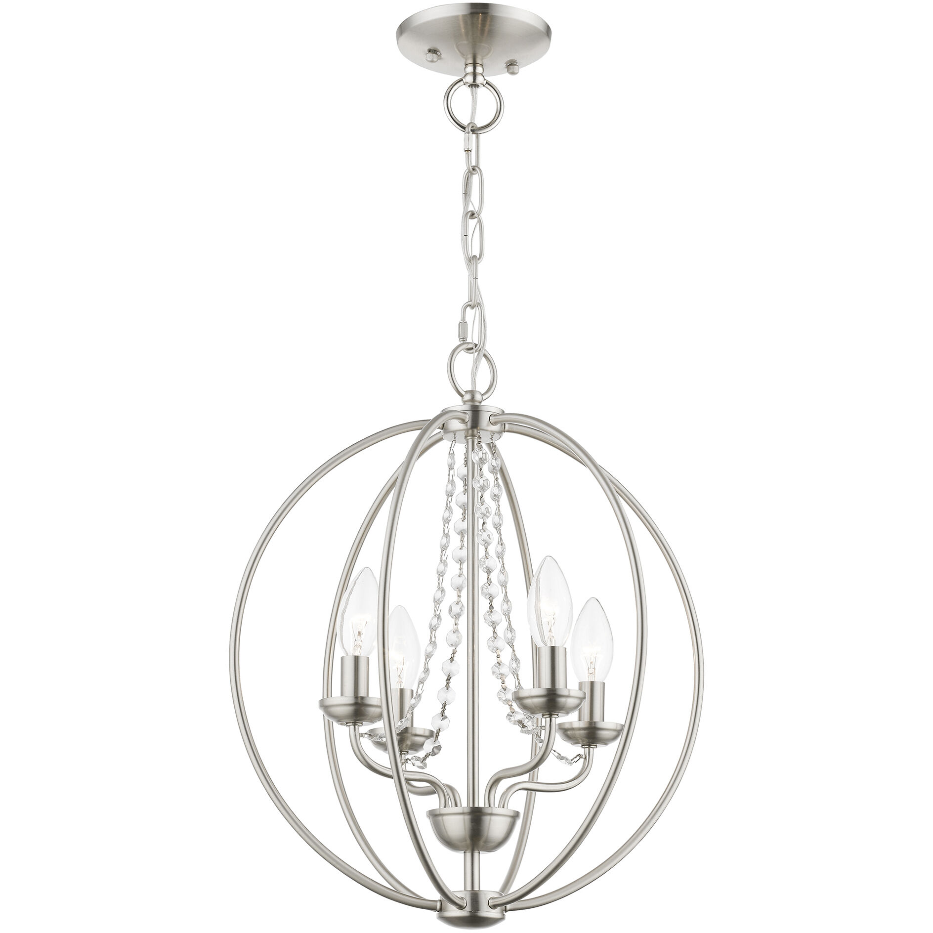 Arabella 4 Light 15 inch Brushed Nickel Convertible Chandelier/ Semi-Flush Ceiling Light, Globe