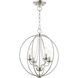 Arabella 4 Light 15 inch Brushed Nickel Convertible Chandelier/ Semi-Flush Ceiling Light, Globe