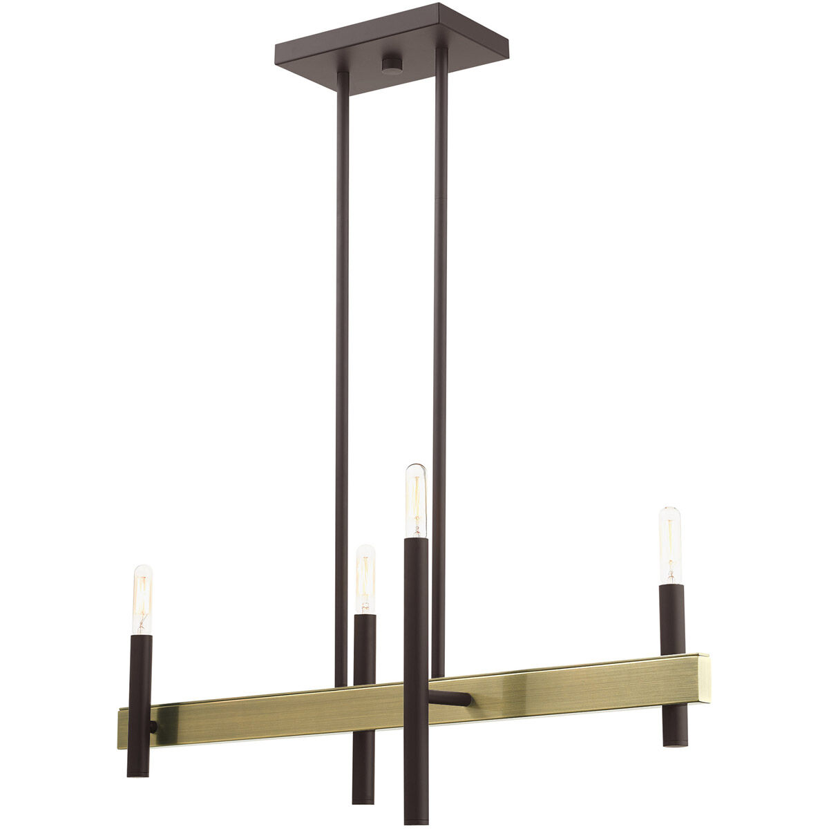 Denmark 4 Light 7.25 inch Bronze with Antique Brass Accents Chandelier Ceiling Light