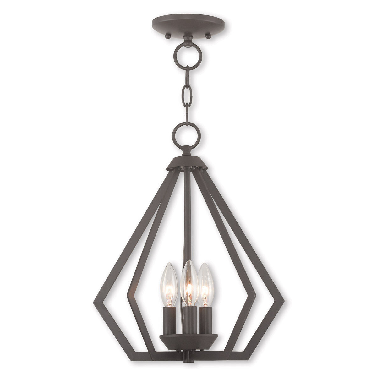 Prism 3 Light 14 inch Bronze Convertible Mini Chandelier/Ceiling Mount Ceiling Light