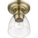 Montgomery 1 Light 5 inch Antique Brass Semi-Flush Ceiling Light, Petite