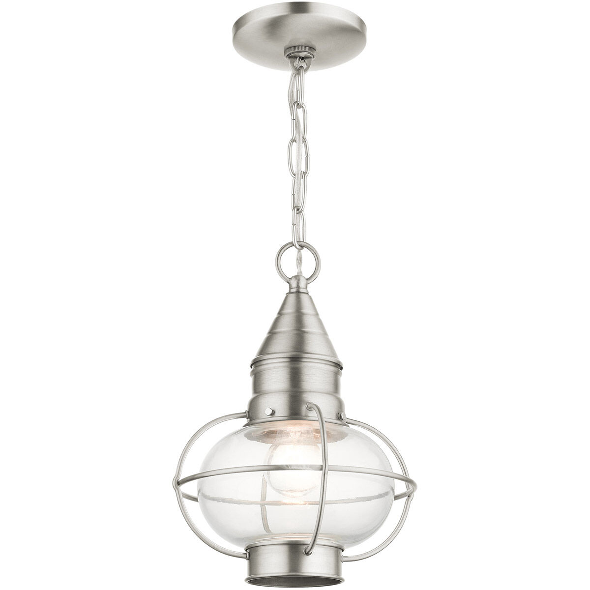 Newburyport 1 Light 9 inch Brushed Nickel Outdoor Pendant Lantern 