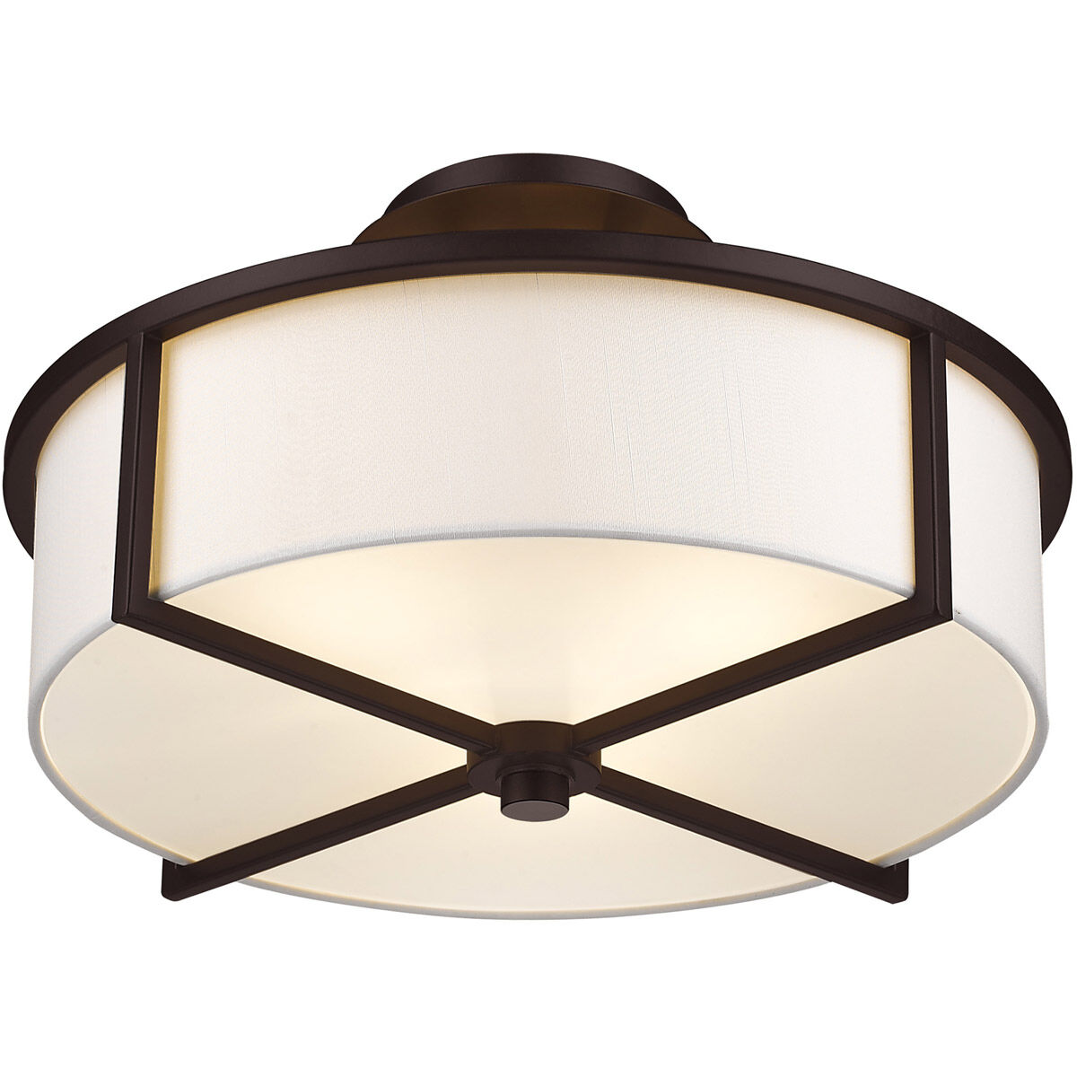 Wesley 3 Light 16 inch Bronze Semi-Flush Mount Ceiling Light