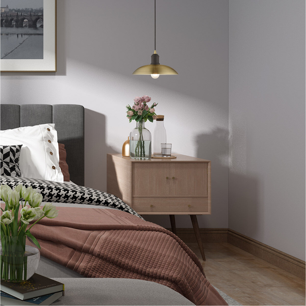 Allison 1 Light 12.5 inch Antique Brass Mini Pendant Ceiling Light