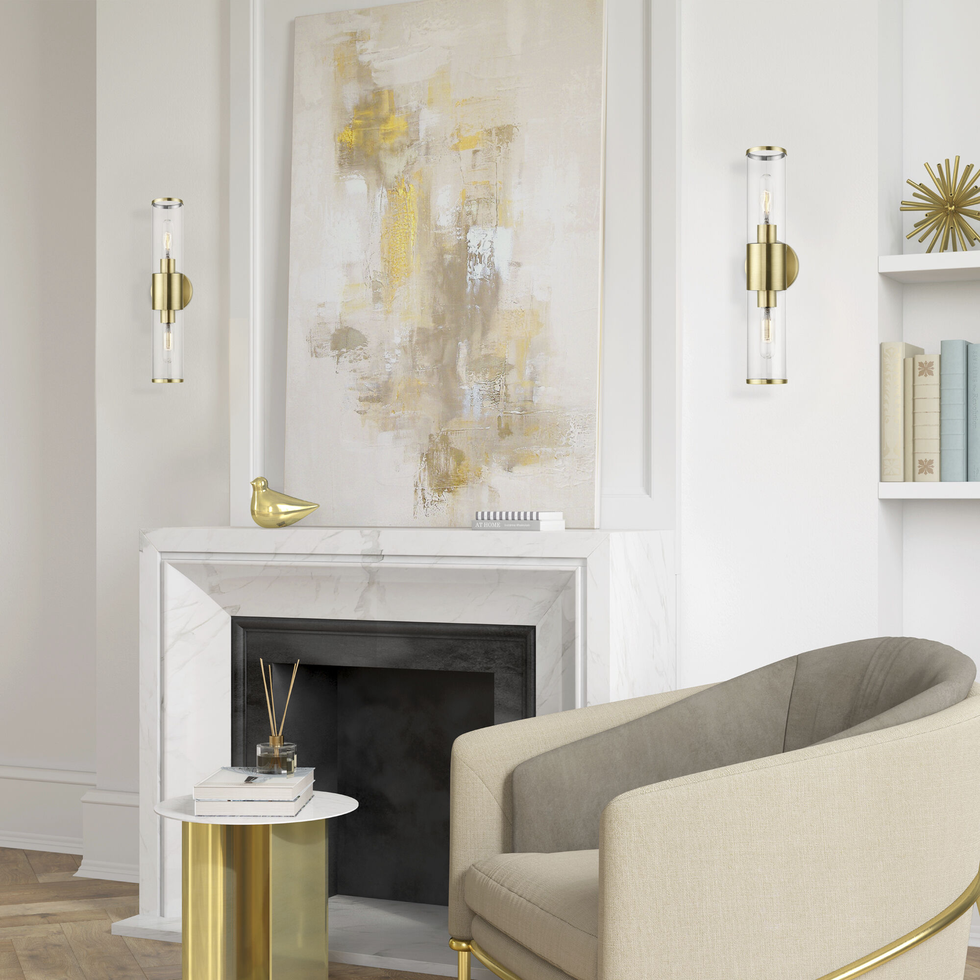 Banca 2 Light 4 inch Antique Brass ADA Vanity Sconce Wall Light