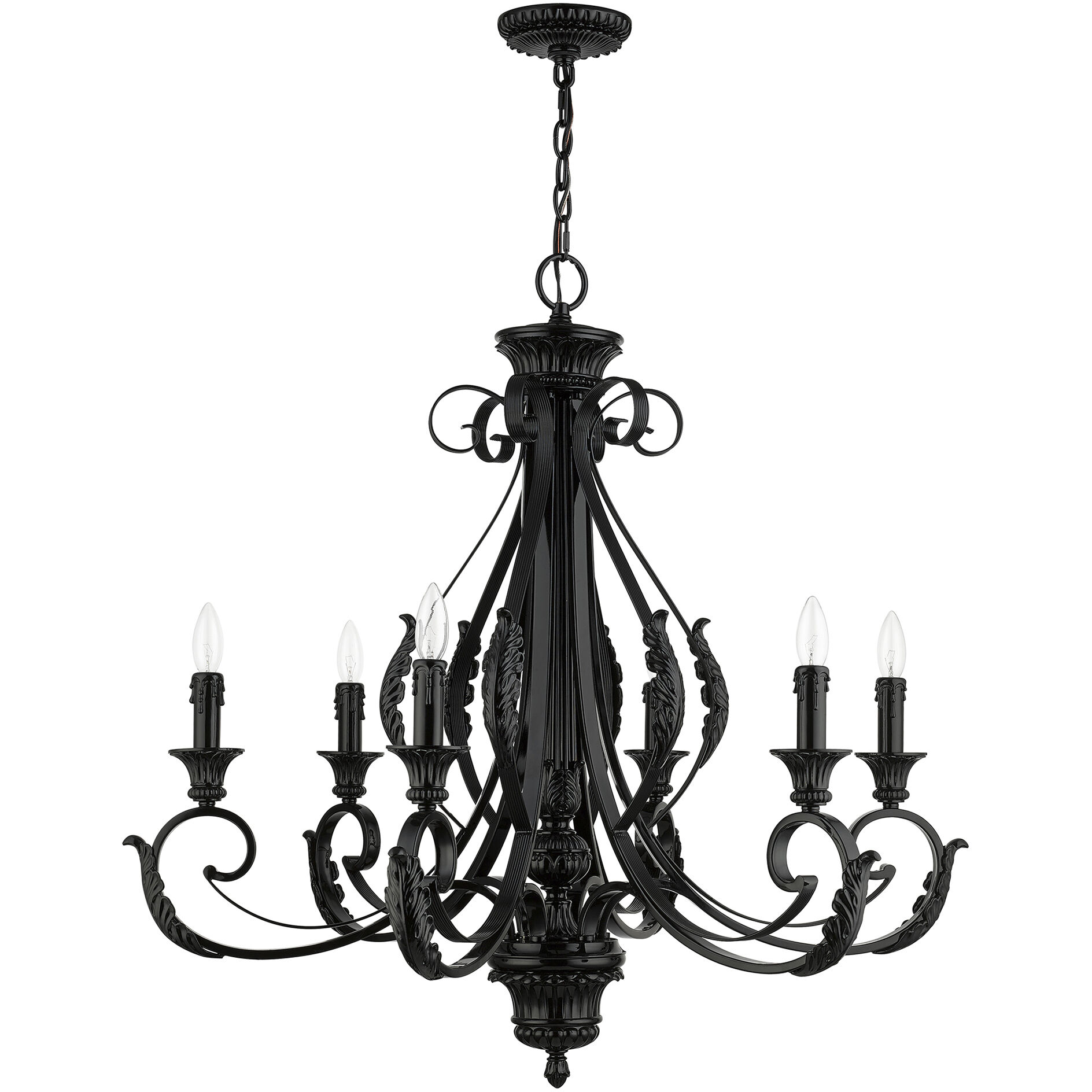 Valencia 6 Light 35 inch Shiny Black Large Chandelier Ceiling Light