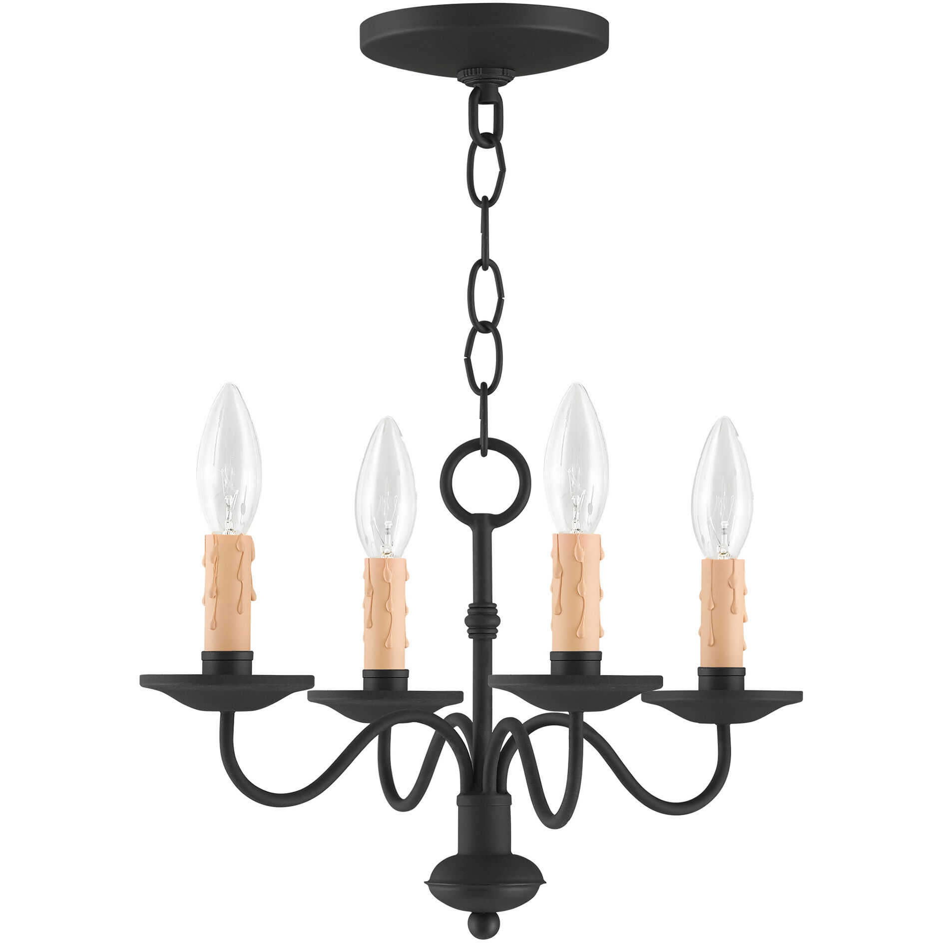 Heritage 4 Light 15 inch Black Mini Chandelier Ceiling Light