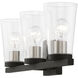 Cityview 3 Light 23 inch Black with Brushed Nickel Accents Vanity Sconce Wall Light