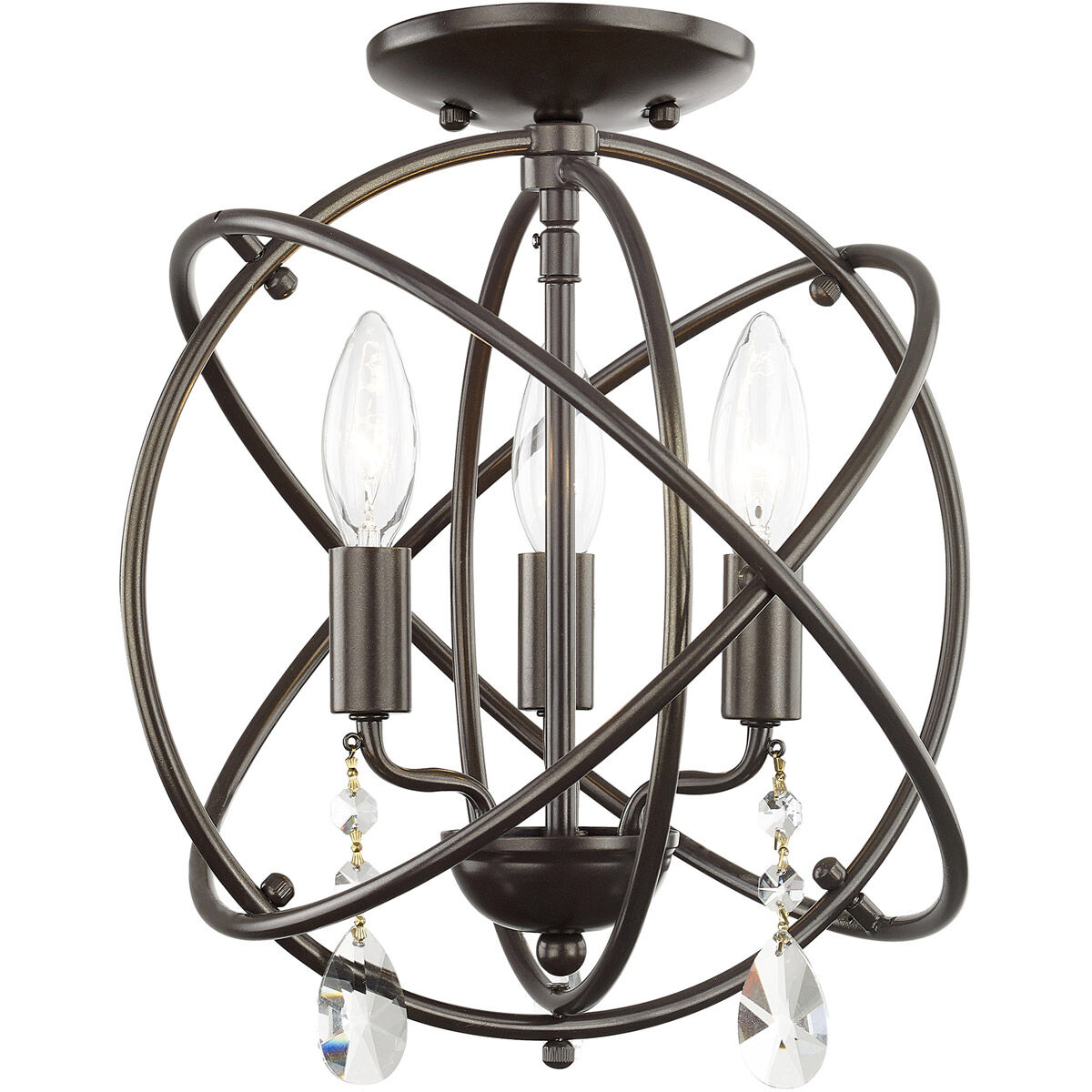Aria 3 Light 12 inch English Bronze Convertible Mini Chandelier/Ceiling Mount Ceiling Light