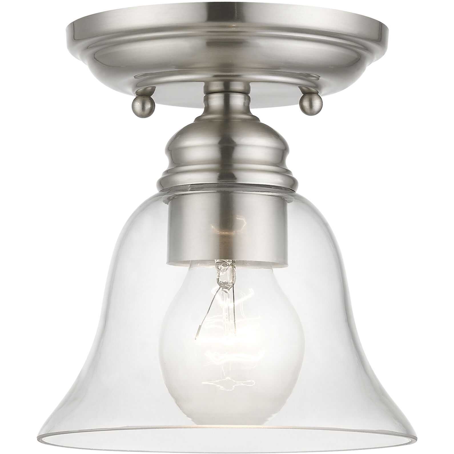 Moreland 1 Light 6 inch Brushed Nickel Small Semi-Flush Ceiling Light, Small