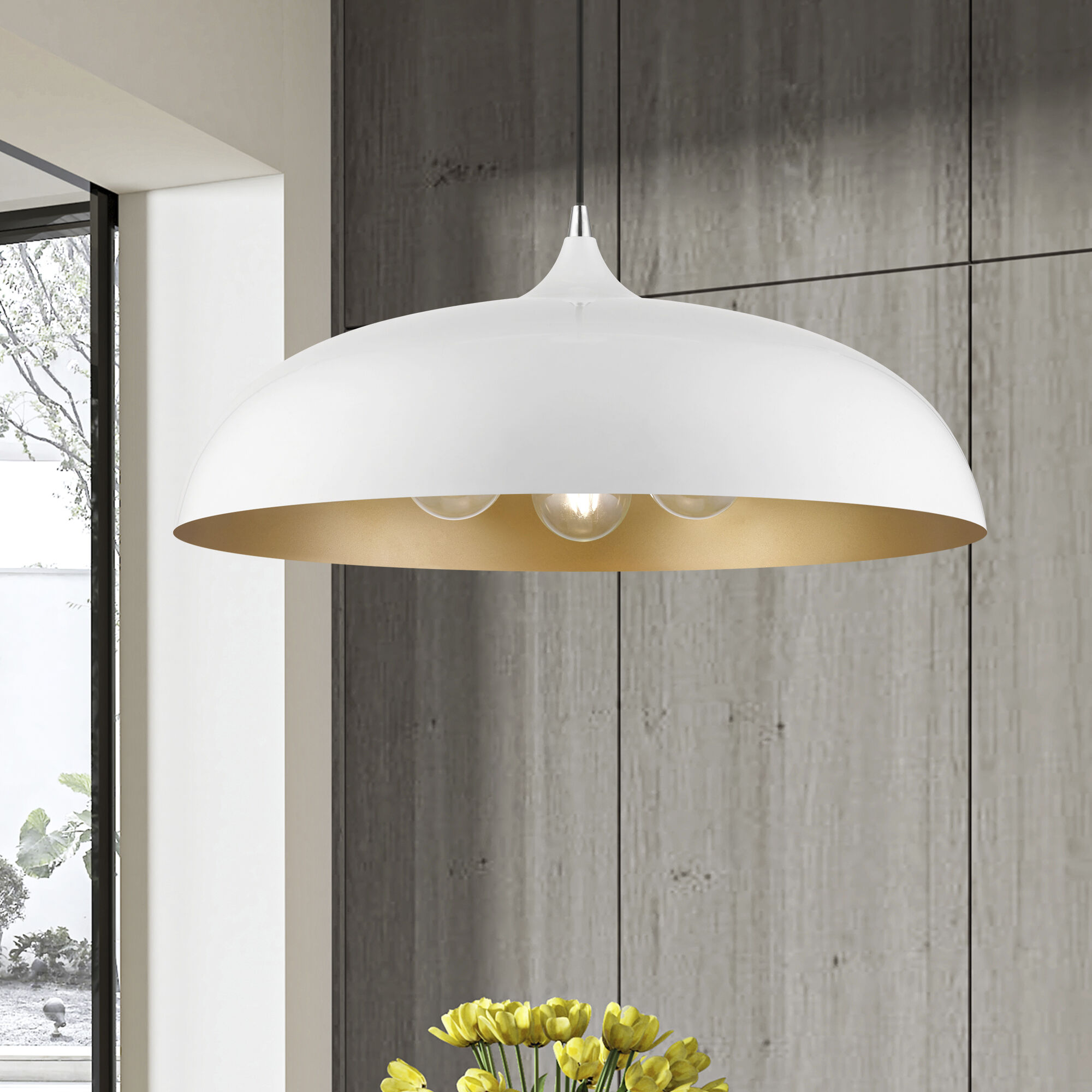 Amador 3 Light 24 inch Shiny White with Polished Chrome Accents Pendant Ceiling Light, Large