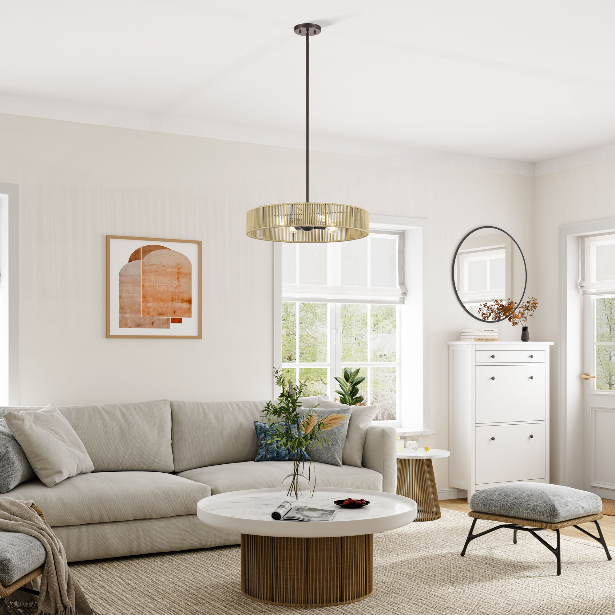 Goldiemesh 4 Light 22 inch English Bronze Pendant Ceiling Light