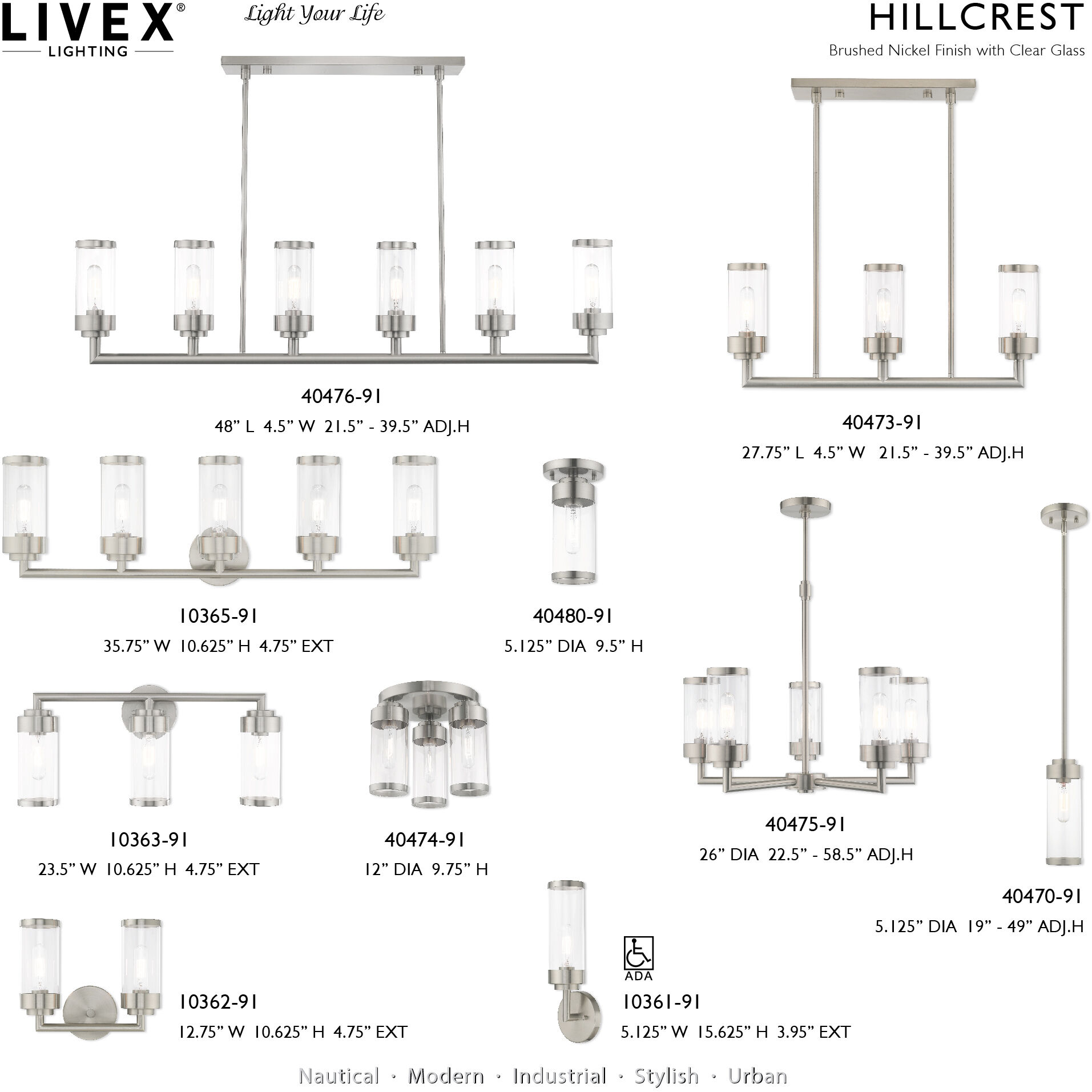 Hillcrest 3 Light 23.5 inch Brushed Nickel Bath Vanity Wall Light