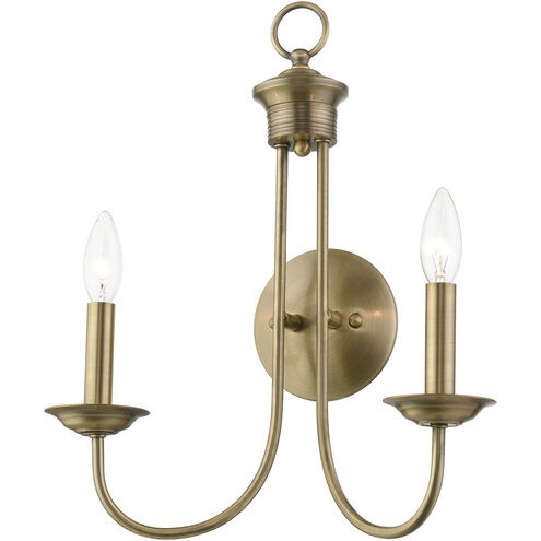 Estate 2 Light 14 inch Antique Brass Double Sconce Wall Light