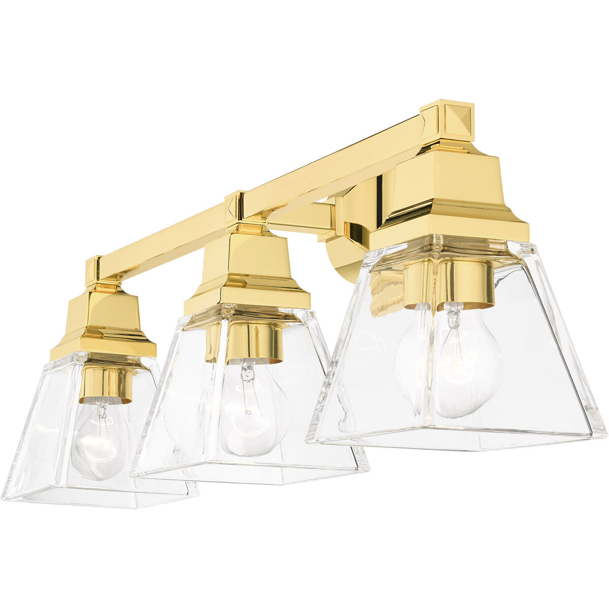 Mission 3 Light 25 inch Polished Brass Vanity Sconce Wall Light