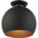 Piedmont 1 Light 10 inch Black with Brushed Nickel Accents Semi-Flush Mount Ceiling Light