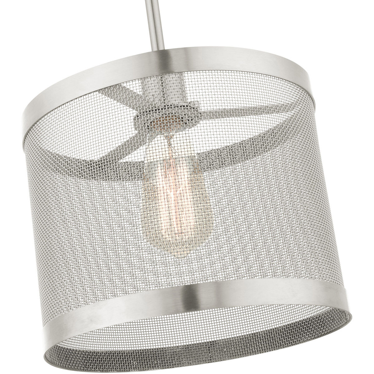 Industro 1 Light 10 inch Brushed Nickel Pendant Ceiling Light