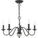 Windsor 5 Light 24 inch Black Chandelier Ceiling Light
