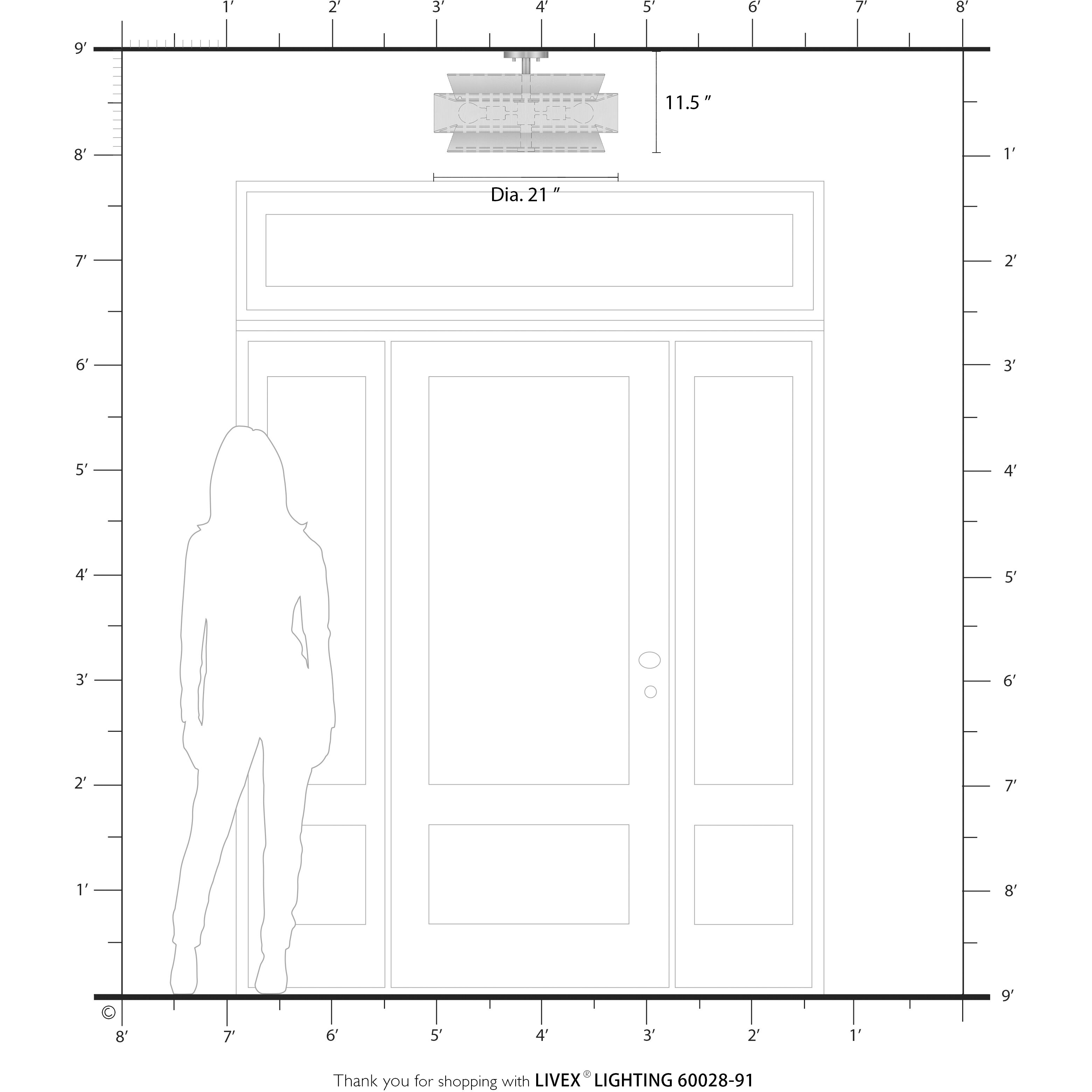 Fontana 5 Light 21 inch Brushed Nickel Semi-Flush Ceiling Light