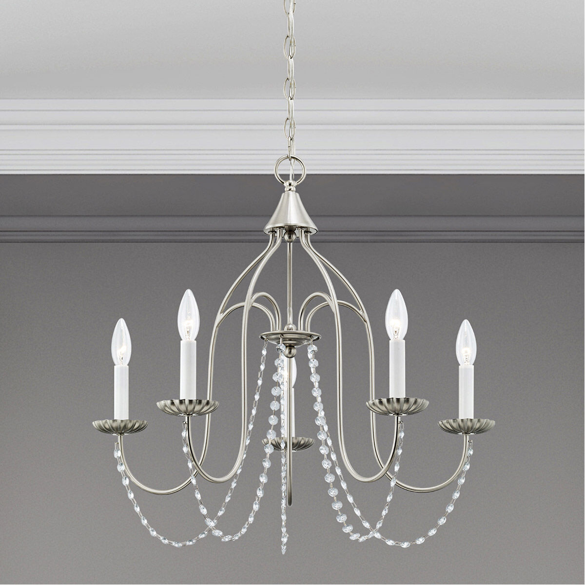 Alessia 5 Light 24 inch Brushed Nickel Chandelier Ceiling Light